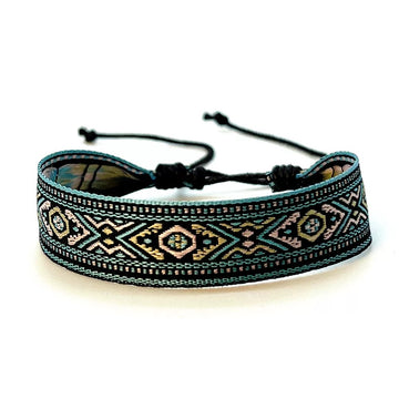 Bohemian couple bracelets, braided fabric bracelets