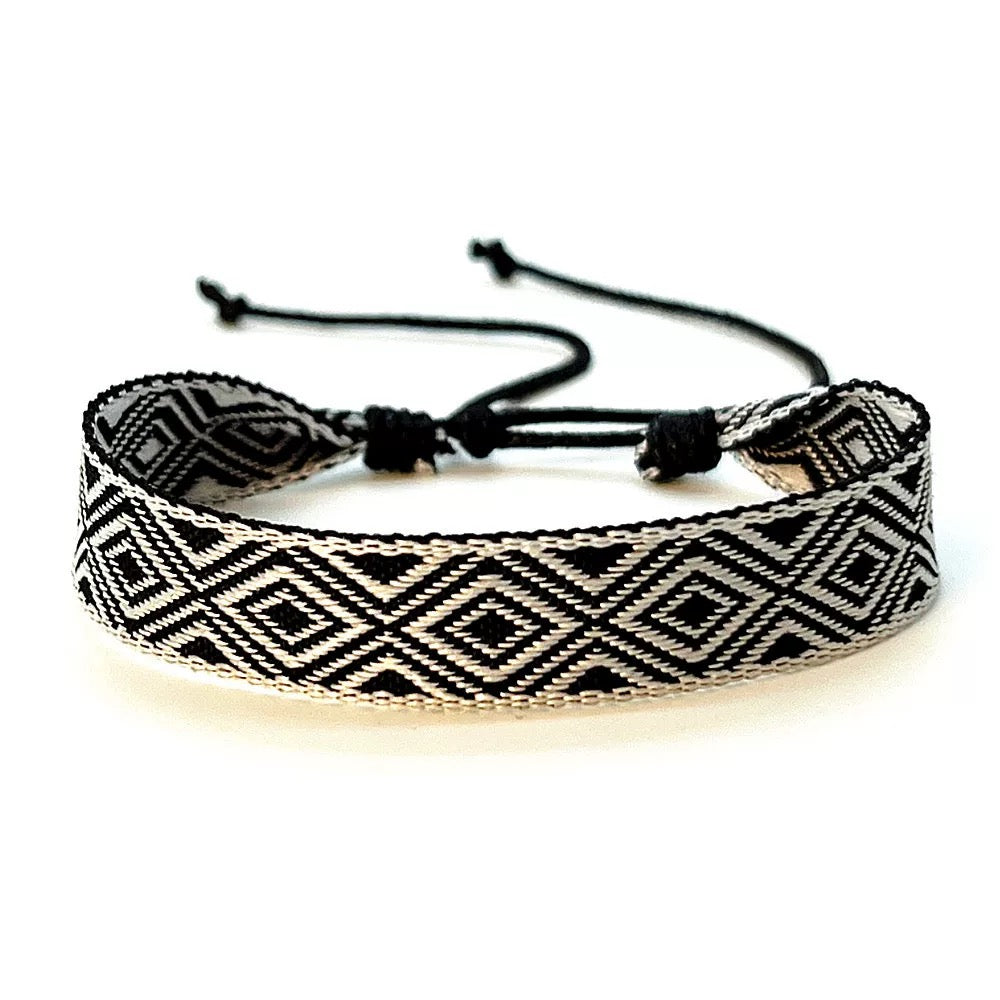 Bohemian couple bracelets, braided fabric bracelets
