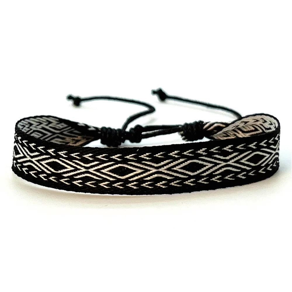 Bohemian couple bracelets, braided fabric bracelets